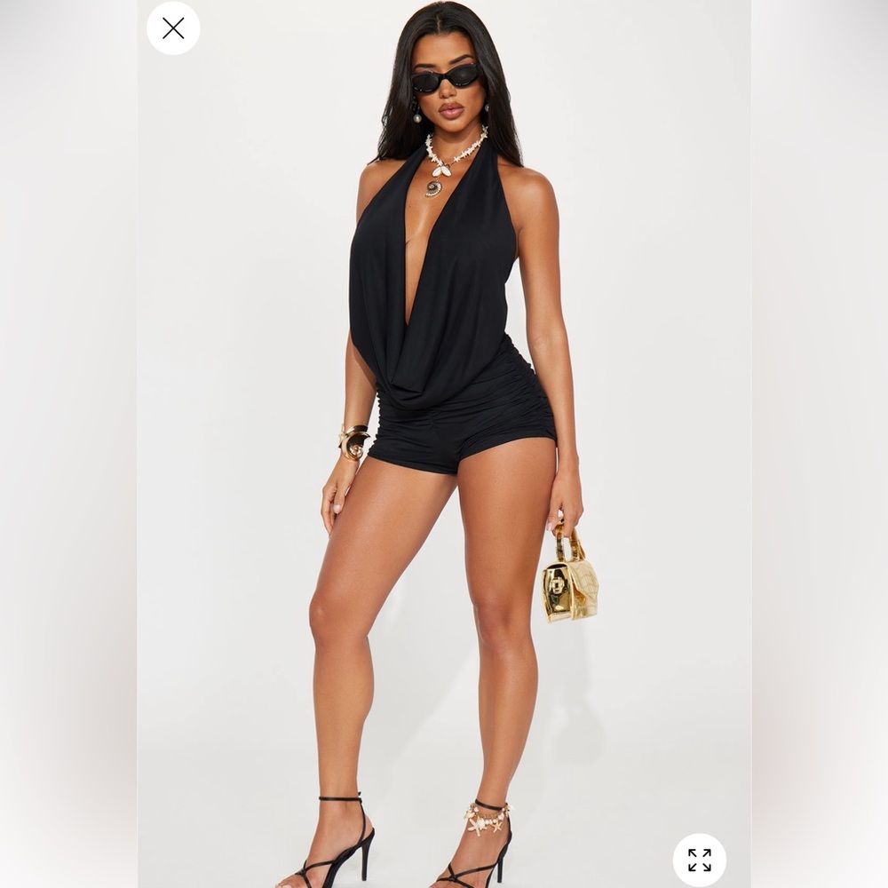 Mesh Halter Romper - Black
